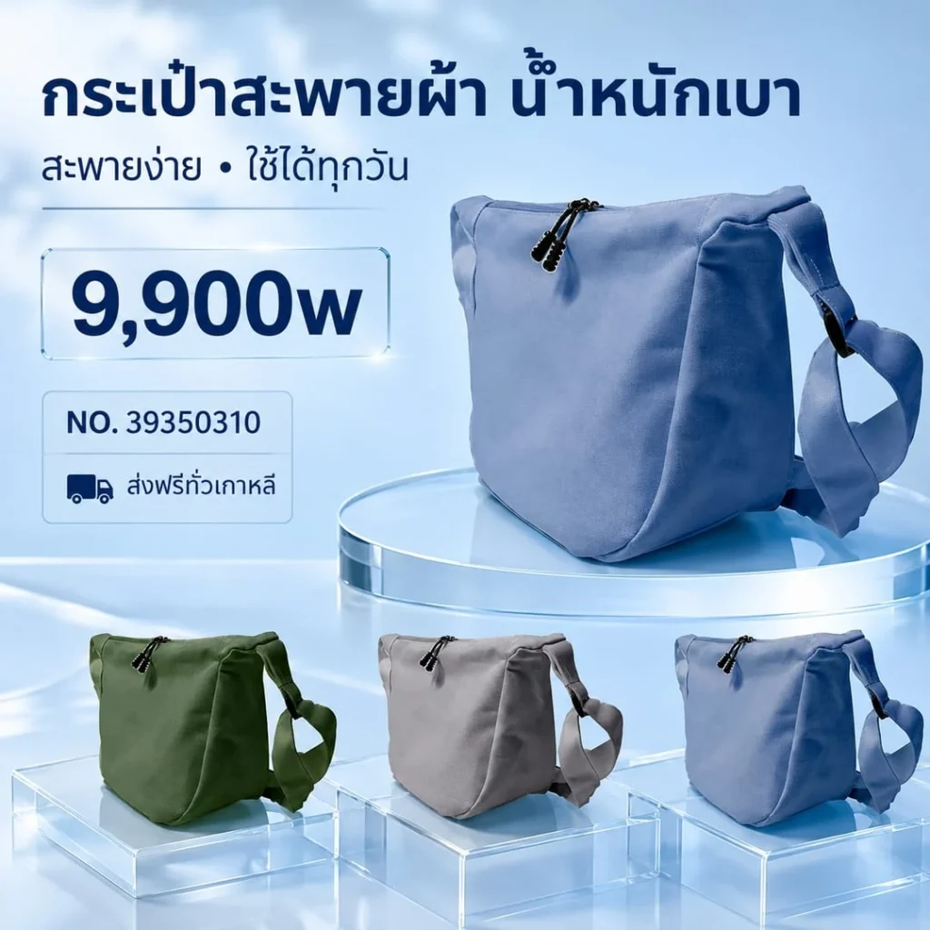 กระเป๋าสะพายผ้าน้ำหนักเบา