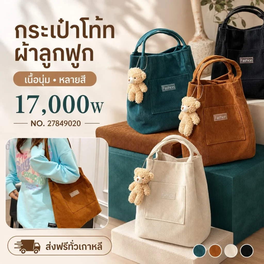 กระเป๋าโท้ทผ้าลูกฟูก