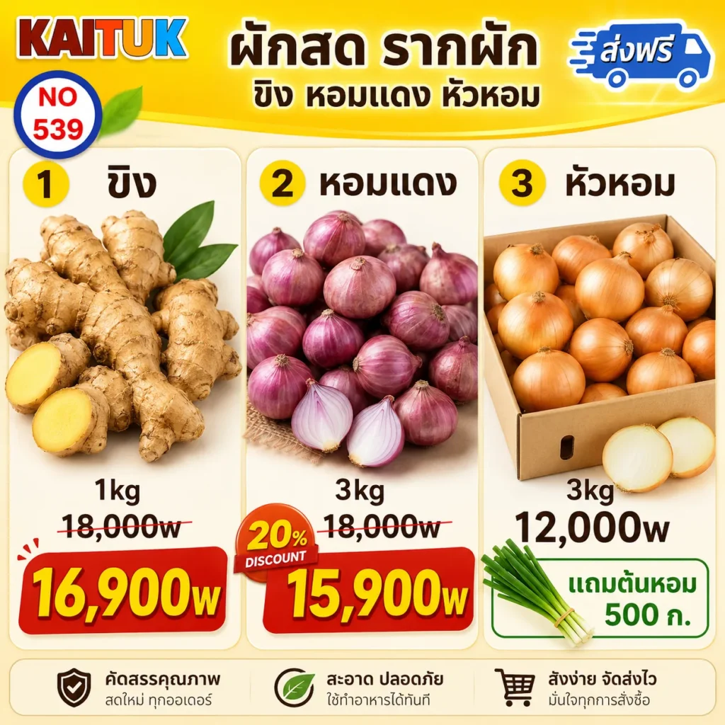ขิง หอมแดง และหอมหัวใหญ่