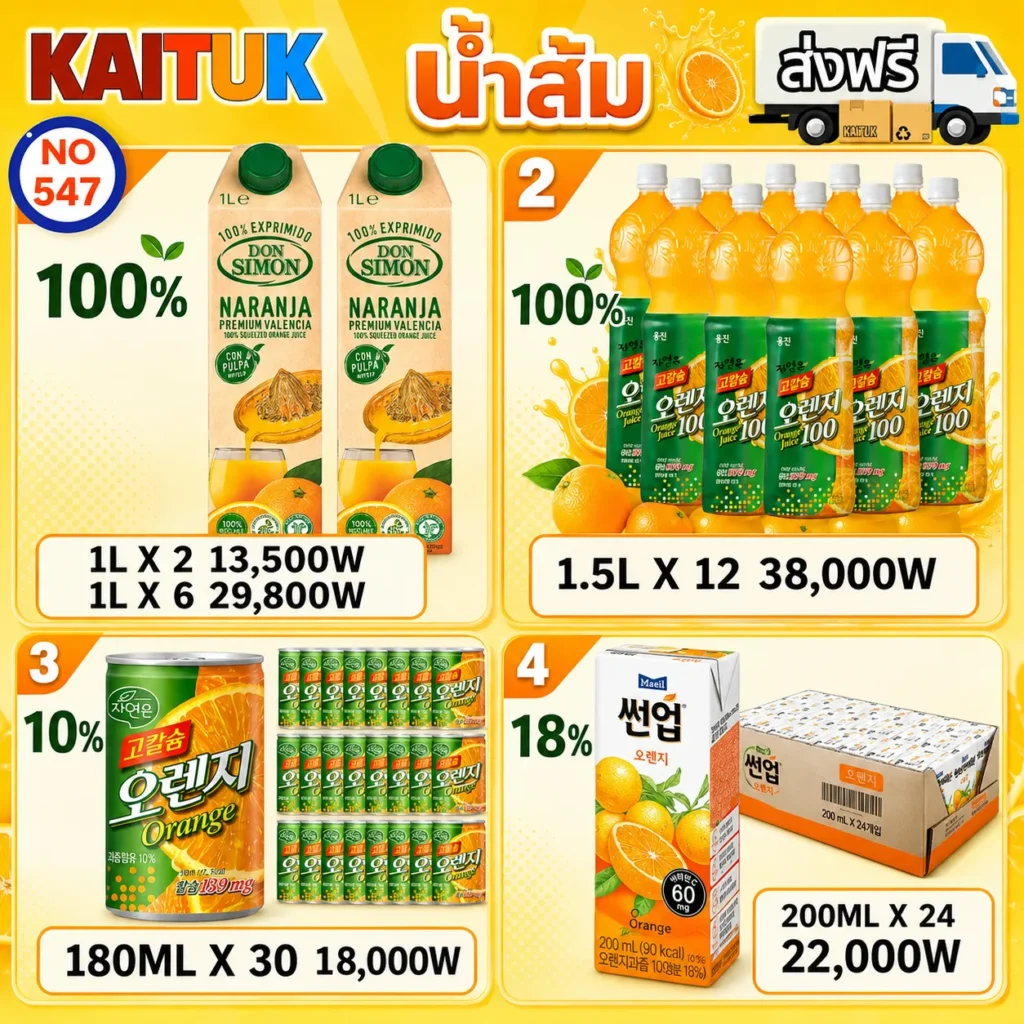น้ำส้มและเครื่องดื่มส้ม 5 ชุด