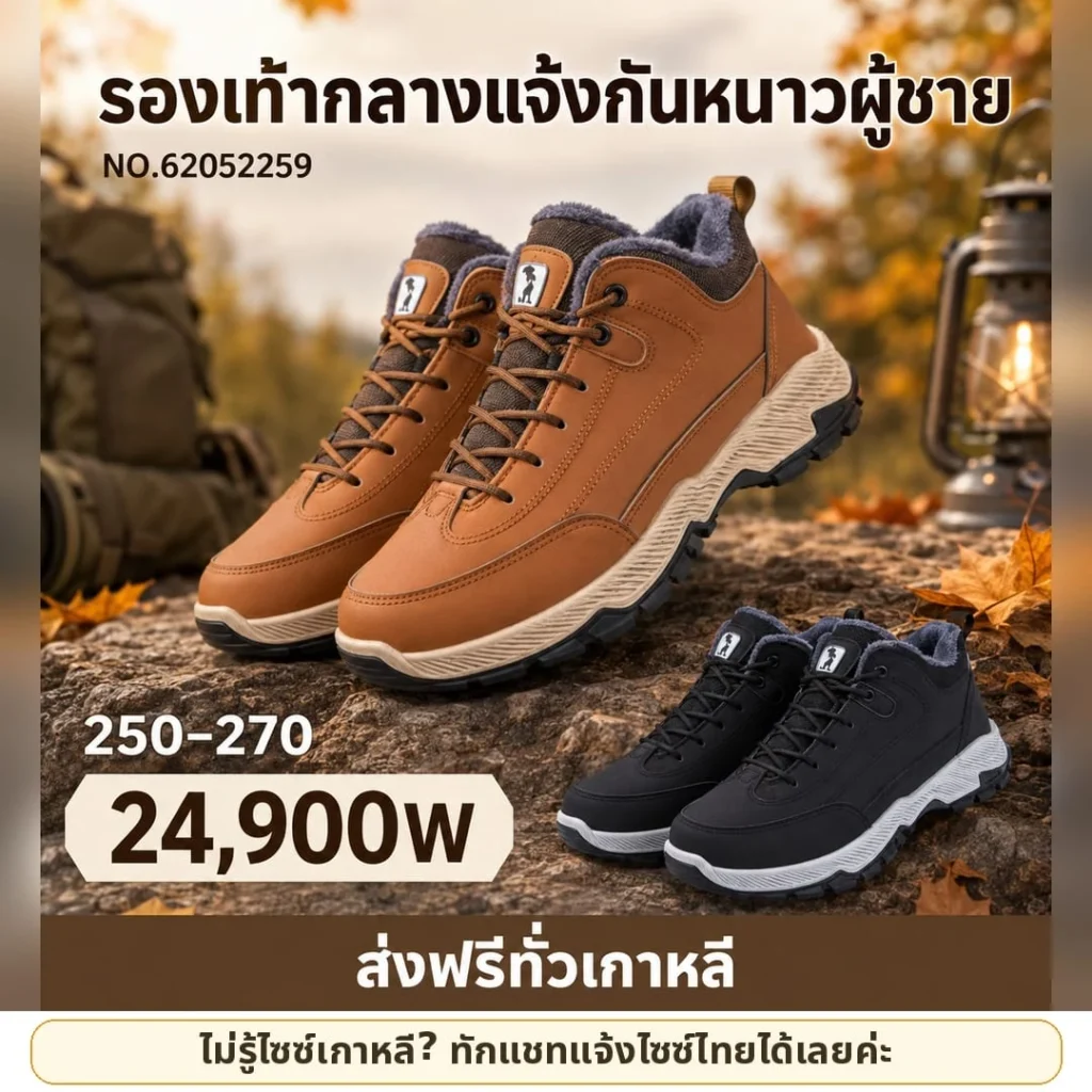 รองเท้าข้อสั้นผู้ชายฤดูหนาว